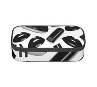 DDSFvbv Trousse à crayons noire avec rouge à lèvres - Fournitures d'étudiant et de bureau - Sac de rangement - Trousse de maquillage - Grande trousse de papeterie, Noir , Taille unique, Organiseur de