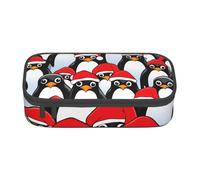 DDSFvbv Trousse à crayons pingouins de Noël - Fournitures d'étudiant et de bureau - Sac de rangement pour articles - Trousse de maquillage - Grande trousse de papeterie, Noir , Taille unique