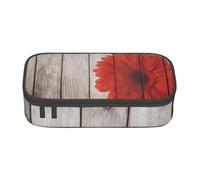 DDSFvbv Trousse à crayons rétro en bois motif dahlia rouge - Fournitures d'étudiant et de bureau - Sac de rangement - Trousse de maquillage - Grande trousse de papeterie, Noir , Taille unique