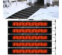 DDSTTLK Tapis de déneigement extérieur - Tapis antidérapant for allée avec Cordon d'alimentation de 1,8 m - Déneigement et déglaçage efficaces en Hiver(25.4x76.2cmx5Pcs)
