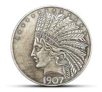 DDTing Pièce de monnaie indienne de 10 dollars - Grande pièce commémorative américaine - Dollar Morgan non circulé - Découvrez l'histoire des pièces américaines