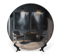 DDTKLSNV Assiette décorative en porcelaine anglaise « There Are Chairs in The Room » - Assiette décorative en céramique avec présentoir - Décoration murale pour la maison et le bureau - 20,3 cm