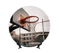 DDTKLSNV Assiettes décoratives en porcelaine anglaise de basket-ball, 25,4 cm, assiette décorative en céramique avec présentoir, assiettes à dîner, décorations murales pour la maison, le bureau, la