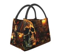 DDTKLSNV Candles And Scary Skull Sac à déjeuner isotherme et étanche pour homme et femme, réutilisable pour le travail, les pique-niques, les voyages