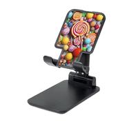 DDTKLSNV Candy Support de téléphone pliable pour bureau, portable et réglable, convient à la plupart des téléphones - Noir