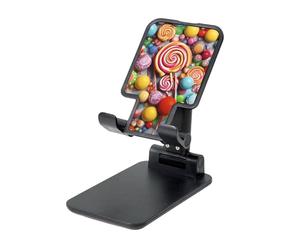 DDTKLSNV Candy Support de téléphone pliable pour bureau, portable et réglable, convient à la plupart des téléphones - Noir