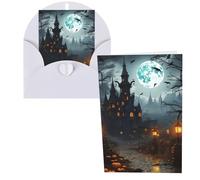 DDTKLSNV Carte de remerciement avec enveloppes 10,2 x 15,2 cm - Château sombre et sorcière - Cartes de notes pour toutes les occasions - Carte « Thinking of You » - Pour Noël, vacances, anniversaire