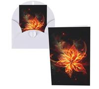 DDTKLSNV Carte de remerciement avec enveloppes de 10,2 x 15,2 cm, cartes de vœux abstraites fleurs de feu pour toutes les occasions, cartes de notes « Thinking of You » pour Noël, vacances