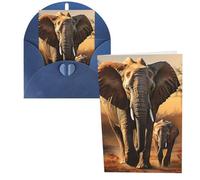 DDTKLSNV Carte de remerciement avec enveloppes de 10,2 x 15,2 cm, cartes de vœux éléphant, maman et bébé, cartes de vœux pour toutes les occasions, carte « Thinking of You » pour Noël, vacances