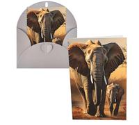 DDTKLSNV Carte de remerciement avec enveloppes de 10,2 x 15,2 cm, cartes de vœux éléphant, maman et bébé, cartes de vœux pour toutes les occasions, carte « Thinking of You » pour Noël, vacances