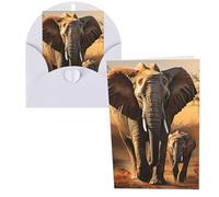 DDTKLSNV Carte de remerciement avec enveloppes de 10,2 x 15,2 cm, cartes de vœux éléphant, maman et bébé, cartes de vœux pour toutes les occasions, carte « Thinking of You » pour Noël, vacances