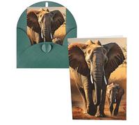 DDTKLSNV Carte de remerciement avec enveloppes de 10,2 x 15,2 cm, cartes de vœux éléphant, maman et bébé, cartes de vœux pour toutes les occasions, carte « Thinking of You » pour Noël, vacances
