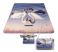 DDTKLSNV Couverture de pique-nique imperméable pliable légère et portable en forme de cœur de cygne pour parc, voyage, camping, pique-nique, accessoires pour adultes (152,4 x 152,4 cm)