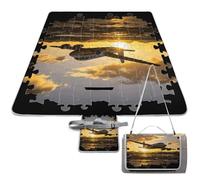 DDTKLSNV Couverture de pique-nique imperméable pliable légère et portable en forme de puzzle pour parc, voyage, camping, pique-nique, accessoires pour adultes (152,4 x 152,4 cm)