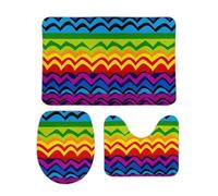 DDTKLSNV Lot de 3 tapis de bain antidérapants et absorbants, tapis de contour avec housse d'abattant de toilette, motif arc-en-ciel Gay Pride, tapis de sol doux pour salle de bain, cuisine, porte