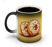 DDTKLSNV Paire de tasses à café en céramique en forme de donuts 325 ml - Sensible à la chaleur - Tasse à café magique à changement de couleur - Pour homme et femme
