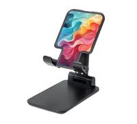 DDTKLSNV Support de téléphone pliable pour bureau, motif abstrait, couleur arc-en-ciel, support de téléphone portable, réglable, support de tablette noir, convient à la plupart des téléphones