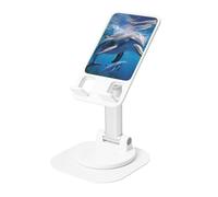 DDTKLSNV Support de téléphone portable rotatif à 360 ° - Angle de hauteur réglable - Support de téléphone portable pliable - Dauphin - Animaux marins - Accessoires de bureau - Compatible avec tous les