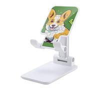 DDTKLSNV Support pliable pour téléphone portable - Angle réglable - Hauteur réglable - Support de téléphone portable Corgi Puzzle - Compatible avec tous les smartphones - Blanc