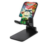 DDTKLSNV Support pliable pour téléphone portable - Angle réglable - Hauteur réglable - Support de téléphone portable - Plusieurs libellules colorées - Compatible avec tous les smartphones - Noir