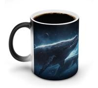 DDTKLSNV Tasse à café en céramique avec baleines voyageant dans l'espace - 325 ml - Sensible à la chaleur - Tasse à café magique à changement de couleur - Pour homme et femme
