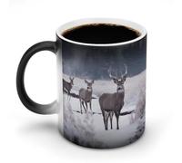 DDTKLSNV Tasse à café magique en céramique avec motif cerf sur la Reine des neiges 325 ml - Sensible à la chaleur - Changement de couleur - Pour homme et femme