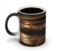 DDTKLSNV The Waves Are Moving Tasse à café en céramique sensible à la chaleur 325 ml Tasse à café magique à changement de couleur pour homme et femme