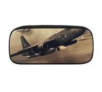 DDTKLSNV Trousse à crayons en cuir imperméable - Jolie trousse de voyage pour cosmétiques et maquillage - Pour homme et femme - Motif avion de guerre