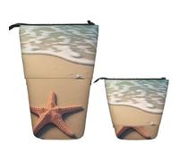 DDTKLSNV Trousse à crayons télescopique avec support mignon - Porte-stylo pop-up 3D - Belle étoile de mer sur la plage - Sacs à cosmétiques - Trousse de papeterie de bureau pour fournitures de bureau
