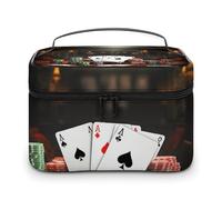 DDTKLSNV Trousse de maquillage de tournoi de poker portable de voyage avec fermeture éclair pour femme