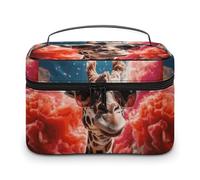 DDTKLSNV Trousse de maquillage portable avec fermeture éclair - Motif girafe portant des lunettes de soleil - Pour femme