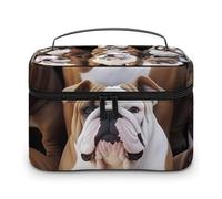 DDTKLSNV Trousse de maquillage portable avec fermeture éclair pour femme Motif bouledogues anglais