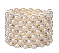 Ddujbtp Bracelet multicouche coréen avec perles pour strass, sept rangées pour femmes, cadeaux de fête, bracelets de perles synthétiques, bracelets de mariage pour femmes, taille unique, Comme décrit