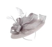 Ddujbtp Chapeau bibi vintage inspiré en Sinamay avec bandeau plumes ajustable et ornement capillaire pour mariages, événement Derby, chapeau bibi élégant pour les courses hippiques, gris, Taille