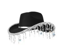 Ddujbtp Chapeaux de cowboy adultes avec paillettes étoile frange femme western cowgirl cowboy modèle spectacle spectacles photographie chapeau femme enterrement de vie de jeune fille fête mariée