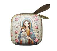 Ddujbtp Chapelet de prière multifonction - Sac de rangement carré portable pour réunions spirituelles - Organiseur de perles religieuses double face, Cartoon Virgin Huggi, Taille unique