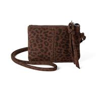 Ddujbtp Collier imprimé léopard pour femme - Porte-badge en cuir synthétique - Avec lanière souple et design compact, Imprimé léopard café, Organiseur de sac