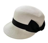 Ddujbtp Élégant chapeau de paille tressé à la main respirant élégant tressé vacances Western Sun Hat pour femme, blanc, Taille unique