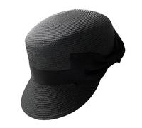 Ddujbtp Élégant chapeau de paille tressé à la main respirant élégant tressé vacances Western Sun Hat pour femme, Noir , Taille unique