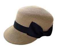 Ddujbtp Élégant chapeau de paille tressé à la main respirant élégant tressé vacances Western Sun Hat pour femme, kaki, Taille unique