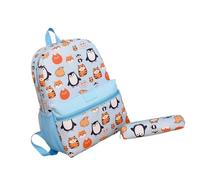 Ddujbtp Ensemble sac à dos et pochette à stylos pour garçons et filles avec grande capacité et sangle réglable, Ma pingouin bleu lac, Organiseur de sac