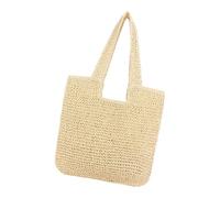 Ddujbtp Grand sac de plage en paille tissée pour femme - Léger - Pour les vacances d'été, les voyages, l'école et les activités de plein air, beige, Organiseur de sac