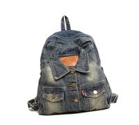 Ddujbtp Harajuku Sac à dos en jean grande capacité Sac d'école décontracté Sac à dos de voyage pratique pour étudiants et voyageurs, bleu foncé, Organiseur de sac
