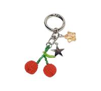 Ddujbtp Jolie breloque de sac cerise et porte-clés avec perles et pendentif en forme de cœur pour femme élégante, Porte-clés Cercle Cher, Organiseur de sac