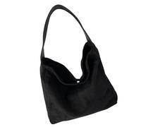 Ddujbtp Korean Styles Sac à bandoulière souple en faux daim pour femme Minimalistes à la mode Sac à main grande capacité, Noir , Organiseur de sac