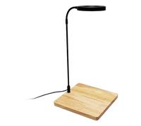 Ddujbtp Lampe d'aquarium à LED rotative avec support en bois naturel pour petits aquariums, plantes grasses, plantes en pot, spectre complet