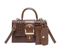 Ddujbtp Lot de 2 sacs à bandoulière décontractés élégants en cuir synthétique avec sangle réglable pour femme Motif alligator, café, Organiseur de sac