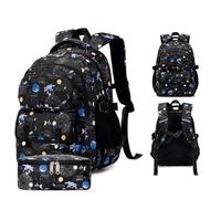 Ddujbtp Lot de 2 sacs à dos d'école et sac à déjeuner de grande capacité, sacs à dos, sacs à dos de voyage pour élève du primaire, Noir , Organiseur de sac