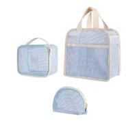 Ddujbtp Lot de 3 trousses de maquillage à séchage rapide avec fermeture éclair pour voyage et salle de sport, transport facile, bleu, Organiseur de sac