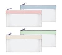 Ddujbtp Lot de 4 ou 6 pochettes transparentes multifonctions avec fermeture éclair pour espèces, 19 x 9 cm, sacs de dépôt bancaire, porte-monnaie et chèques, Lot de 4, Organiseur de sac